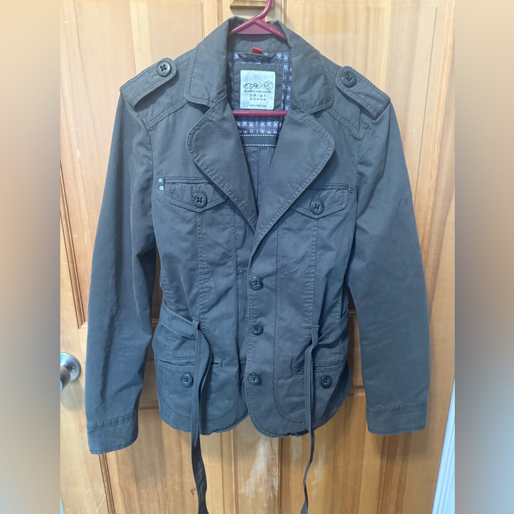 Vintage 1990’s Esprit Olive Green Jacket with Patterned Lining Women’s Size 10